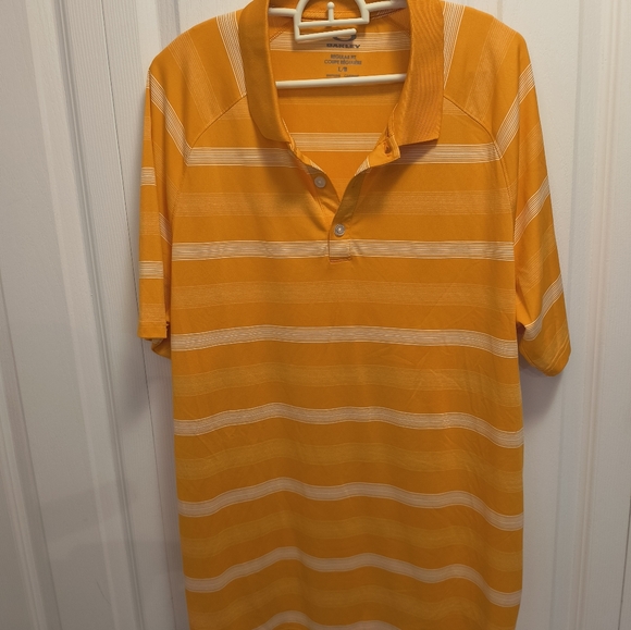 Oakley Men's Large size Orange Striped Golf Polo Shirt - Picture 2 of 6